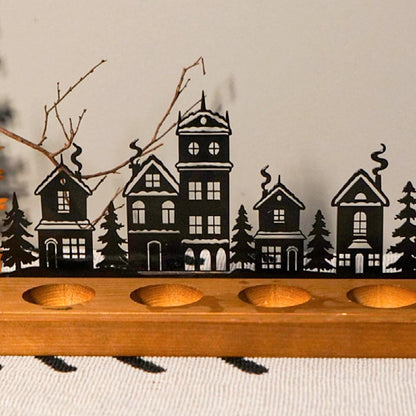 Advent Kerzenhalter Metall Holz Weihnachtsdeko Teelichthalter 28 x