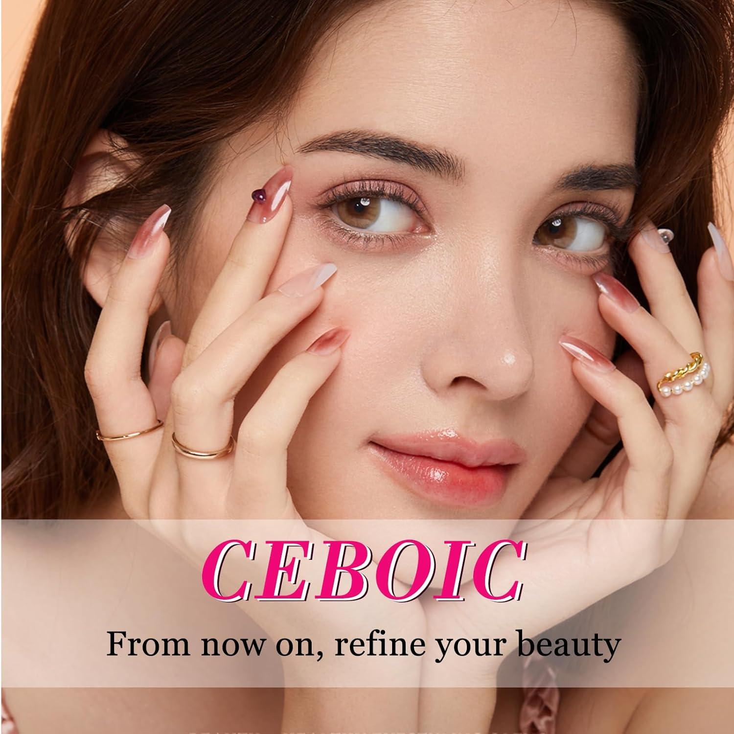 24x Ceboic Acryl Nägel Leopard Design Rosa French für Frauen