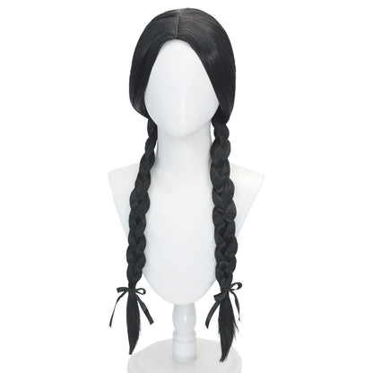Mittwoch Cosplay Perücke Schwarz Geflochten 30 Zoll