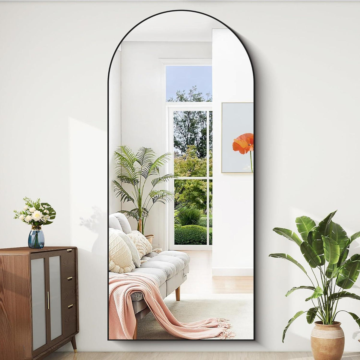Ganzkörperspiegel 192x85cm – Gewölbter Standspiegel Schwarz