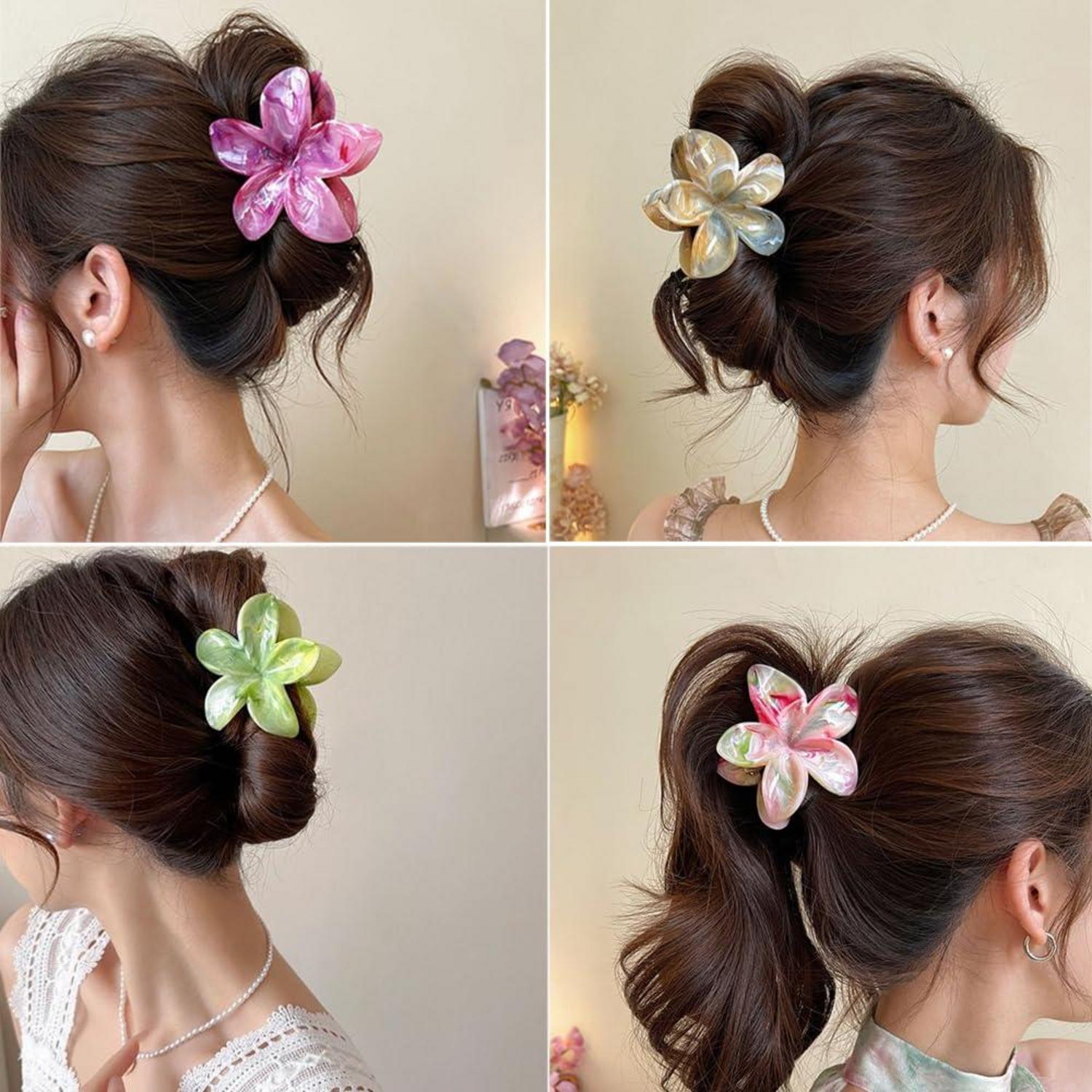 6er-Set Blumen-Haarklammern rutschfeste Acryl Haarspangen mit starkem