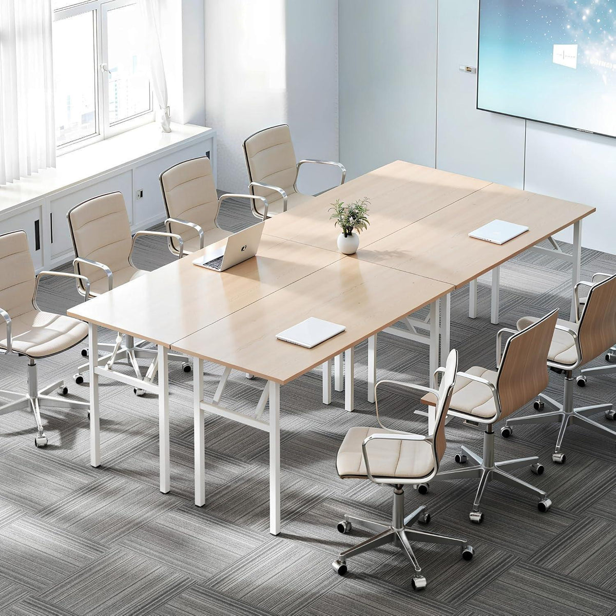 Klapptisch Schreibtisch Eiche-Weiß 100x60cm, platzsparend & montagefrei