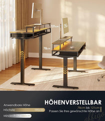 Schreibtisch Höhenverstellbar mit Schubladen und Monitorständer 120 cm Braun