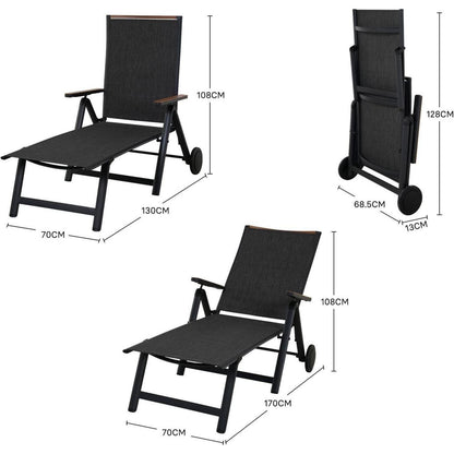 Klappbare Sonnenliege für Garten und Terrasse, 6-fach