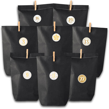 2024 Adventskalender mit Geschenktüten, Zahlenaufklebern und