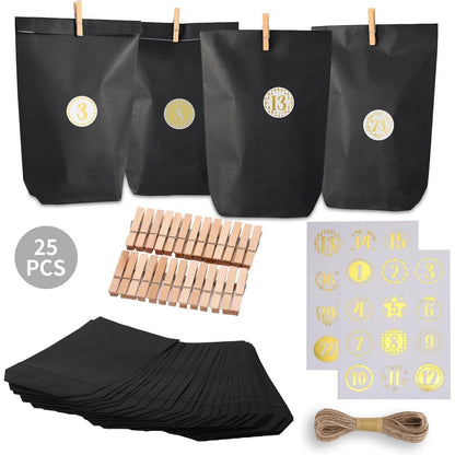 2024 Adventskalender mit Geschenktüten, Zahlenaufklebern und