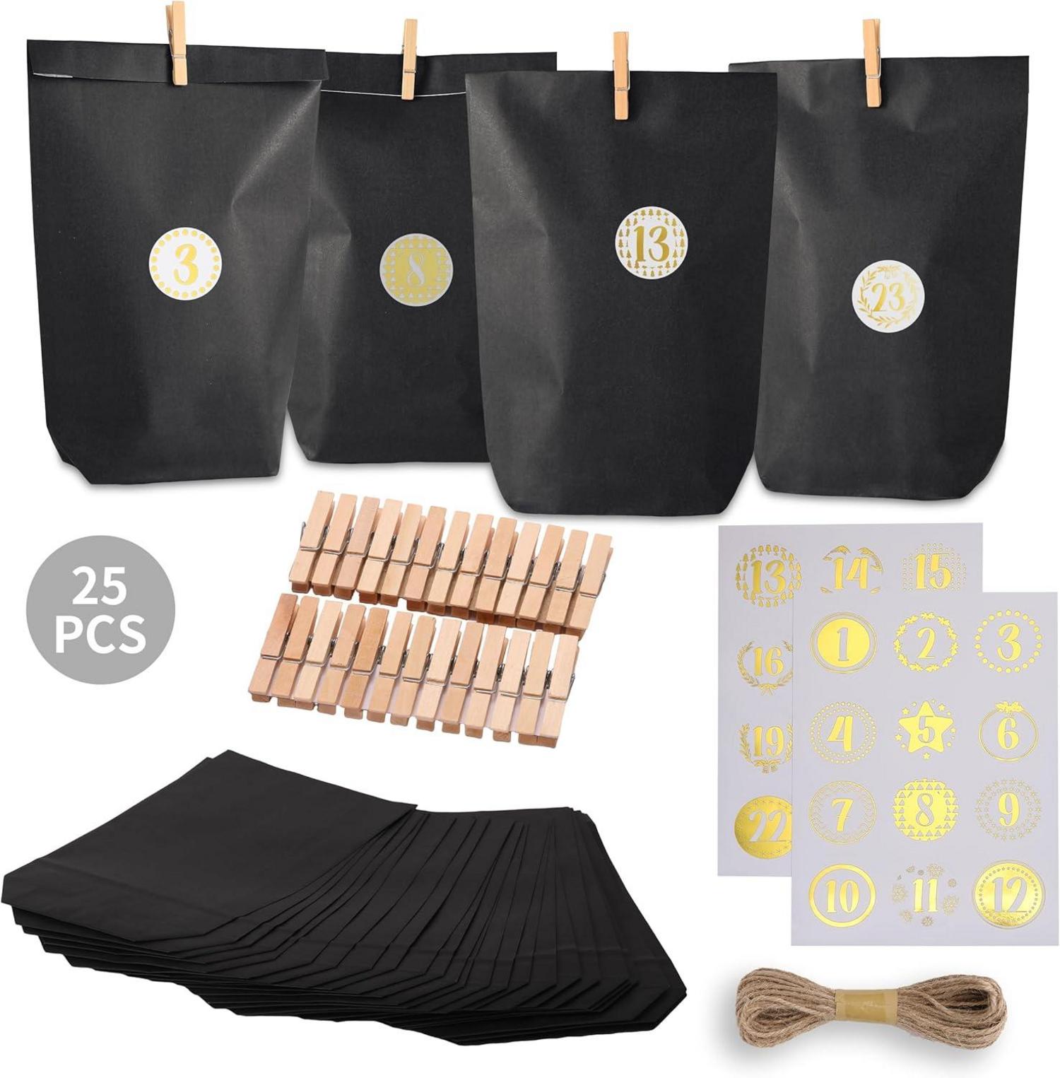 2024 Adventskalender mit Geschenktüten, Zahlenaufklebern und