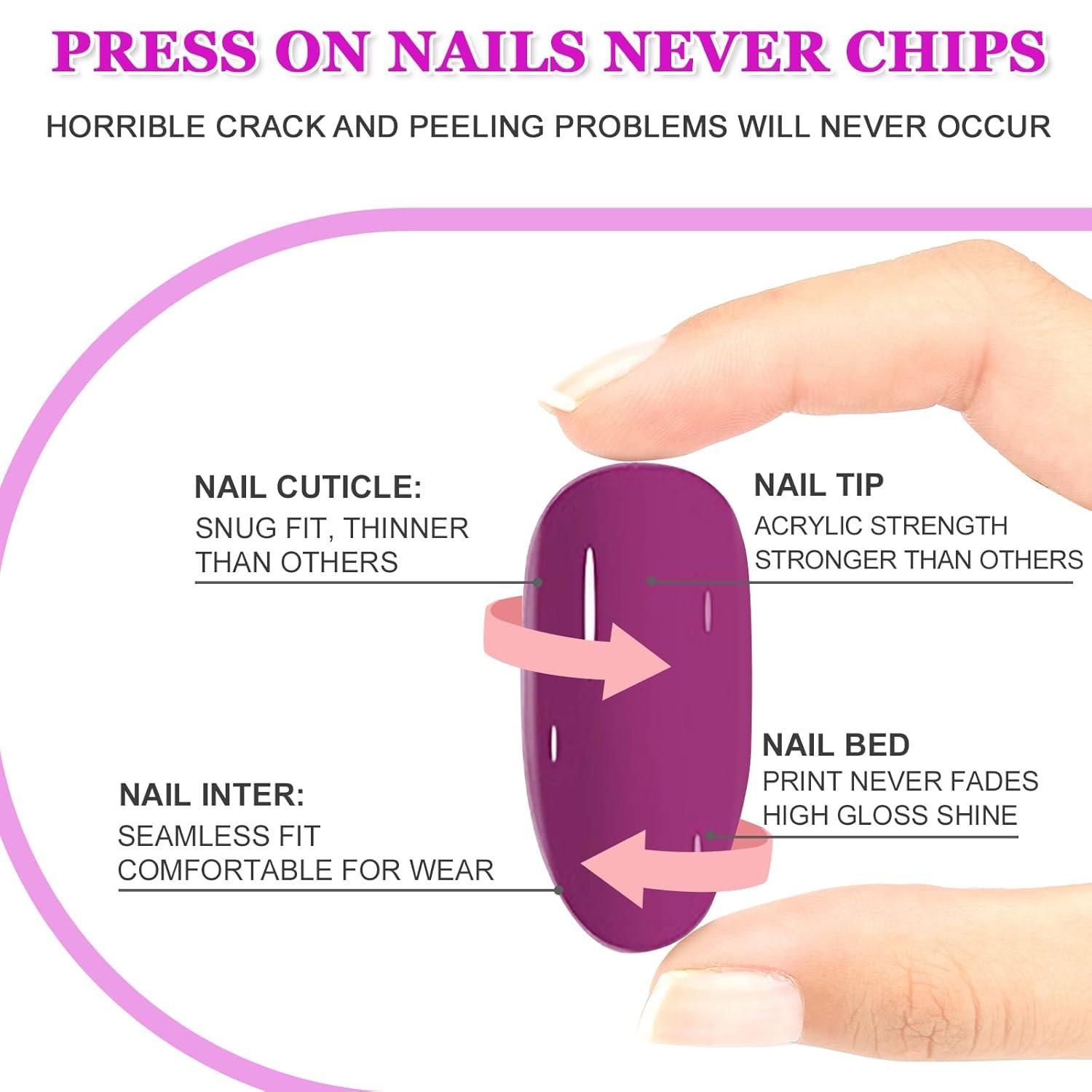 24 Stück Künstliche Nägel Mandel Weiß Nude Frühlingsdesign Falsche Nägel Acryl French Tipstraeger Press on Nails für Frauen