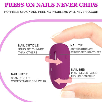 24 Stück Künstliche Nägel Mandel Weiß Nude Frühlingsdesign Falsche Nägel Acryl French Tipstraeger Press on Nails für Frauen