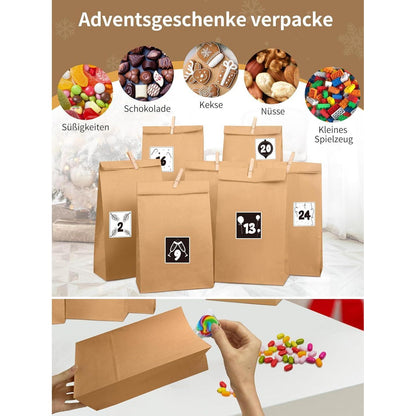 Adventskalender zum Befüllen DIY mit 25 Papiertüten