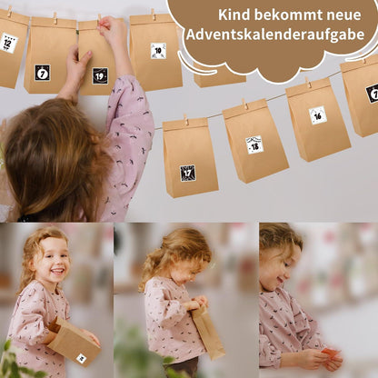 Adventskalender Befüllbar DIY Erwachsene Kinder 25 Papiertüten 24