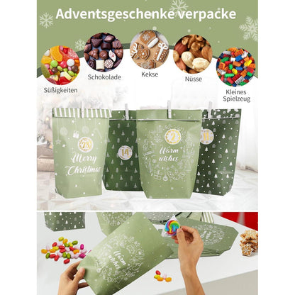 Adventskalender zum Befüllen mit Papier Adventstüten und