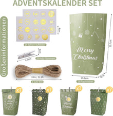 Adventskalender zum Befüllen mit Papier Adventstüten und