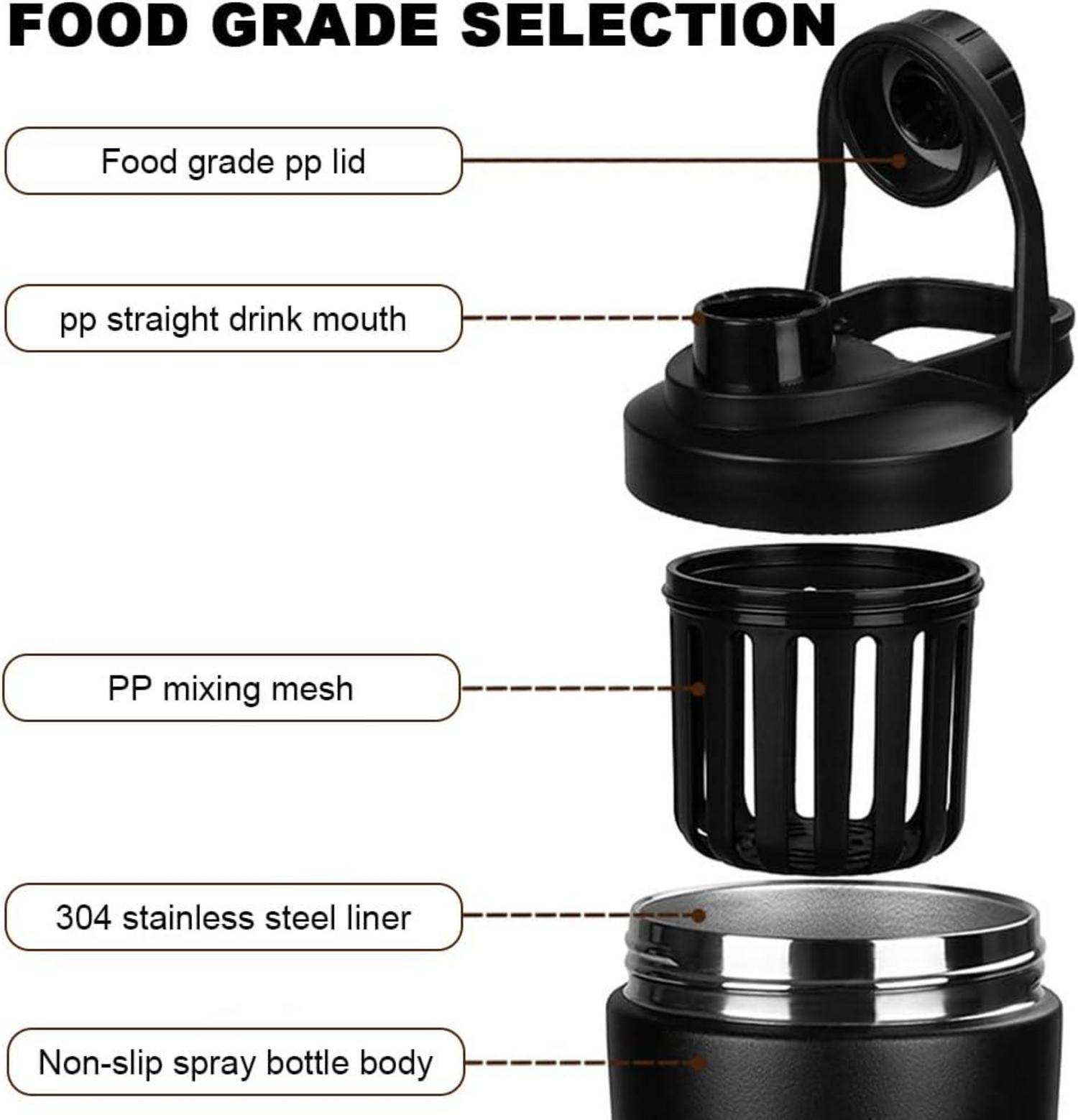 EACHPT Protein Shaker 750ml Edelstahl Vakuum Isoliert Auslaufsicher