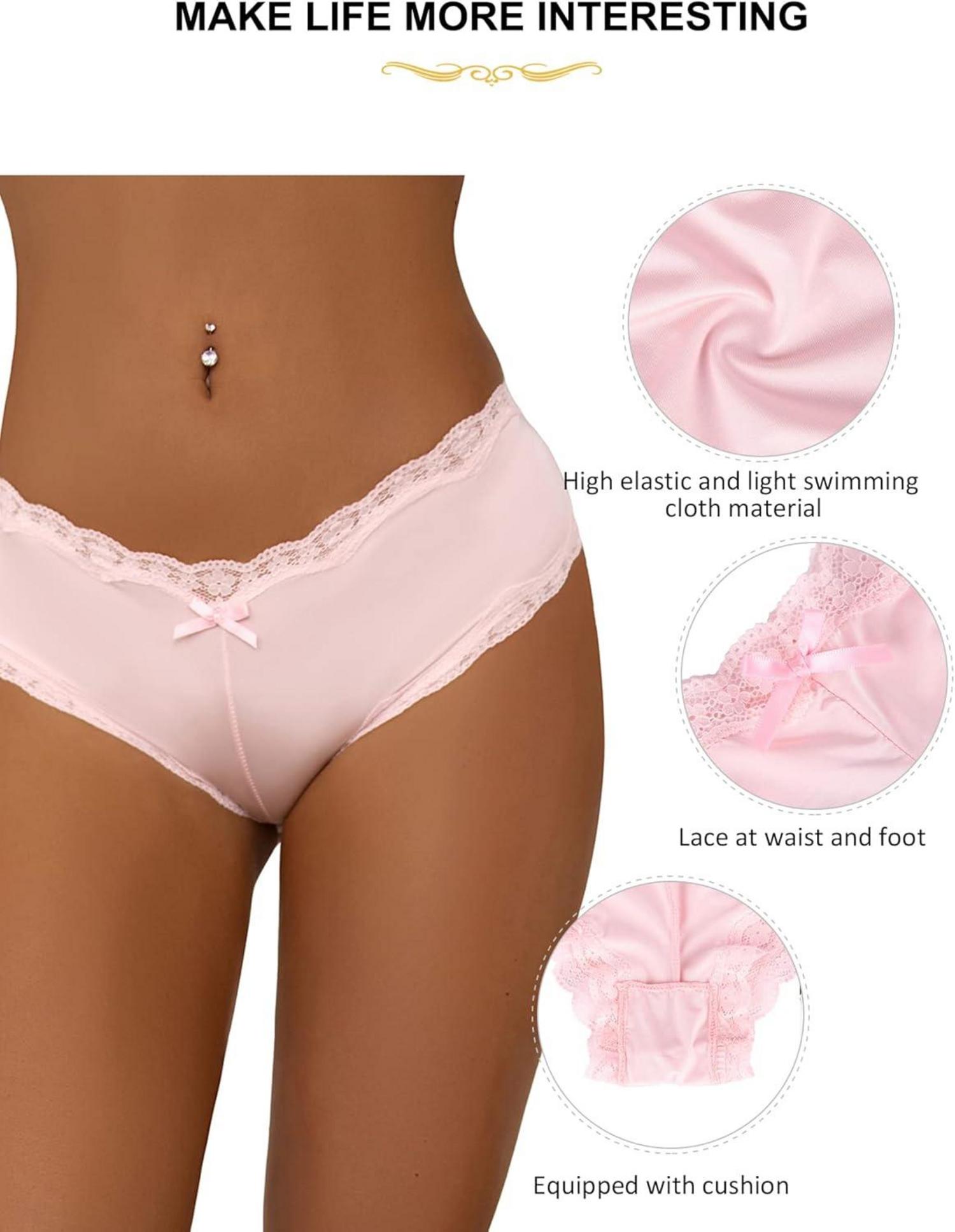 Damen Spitzen-Hipster Sexy Große Größen Unterwäsche Rosa 3XL-4XL