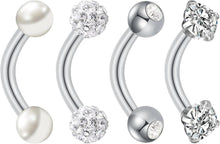 Bauchnabelpiercing Edelstahl Gold Silber Perle CZ 14G 4 Stück