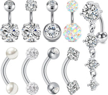 Bauchnabelpiercing Edelstahl 14G 6mm 8mm CZ Gold Silber