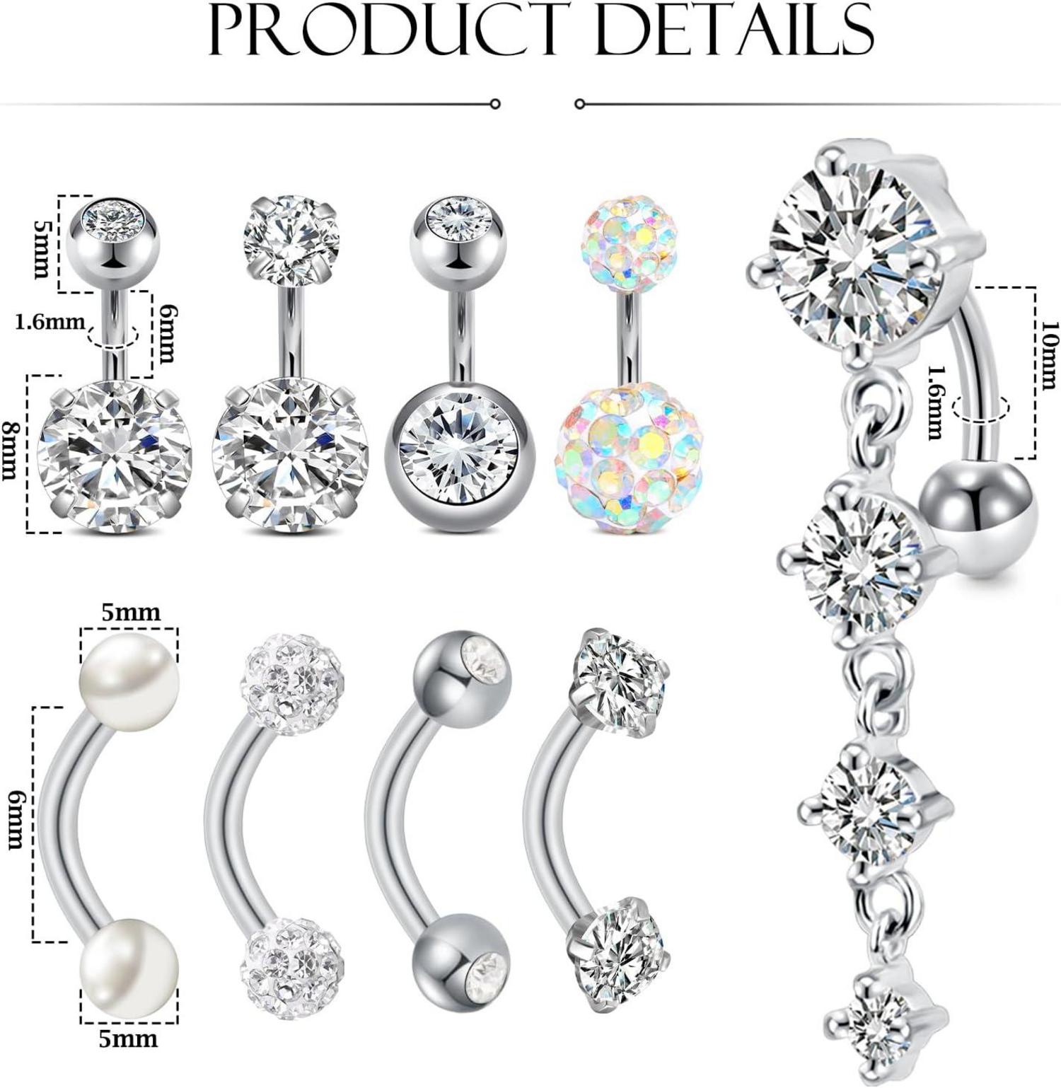 Bauchnabelpiercing 6mm 8mm Gold Silber Edelstahl 14G