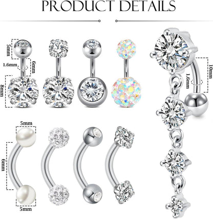 Bauchnabelpiercing 6mm 8mm Gold Silber Edelstahl 14G