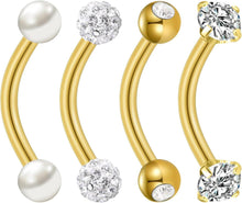 Bauchnabelpiercing Gold Klein Edelstahl 4er Set Perle CZ