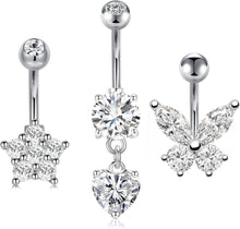 Bauchnabelpiercing Chirurgenstahl Schmetterling Blume CZ Edelstahl