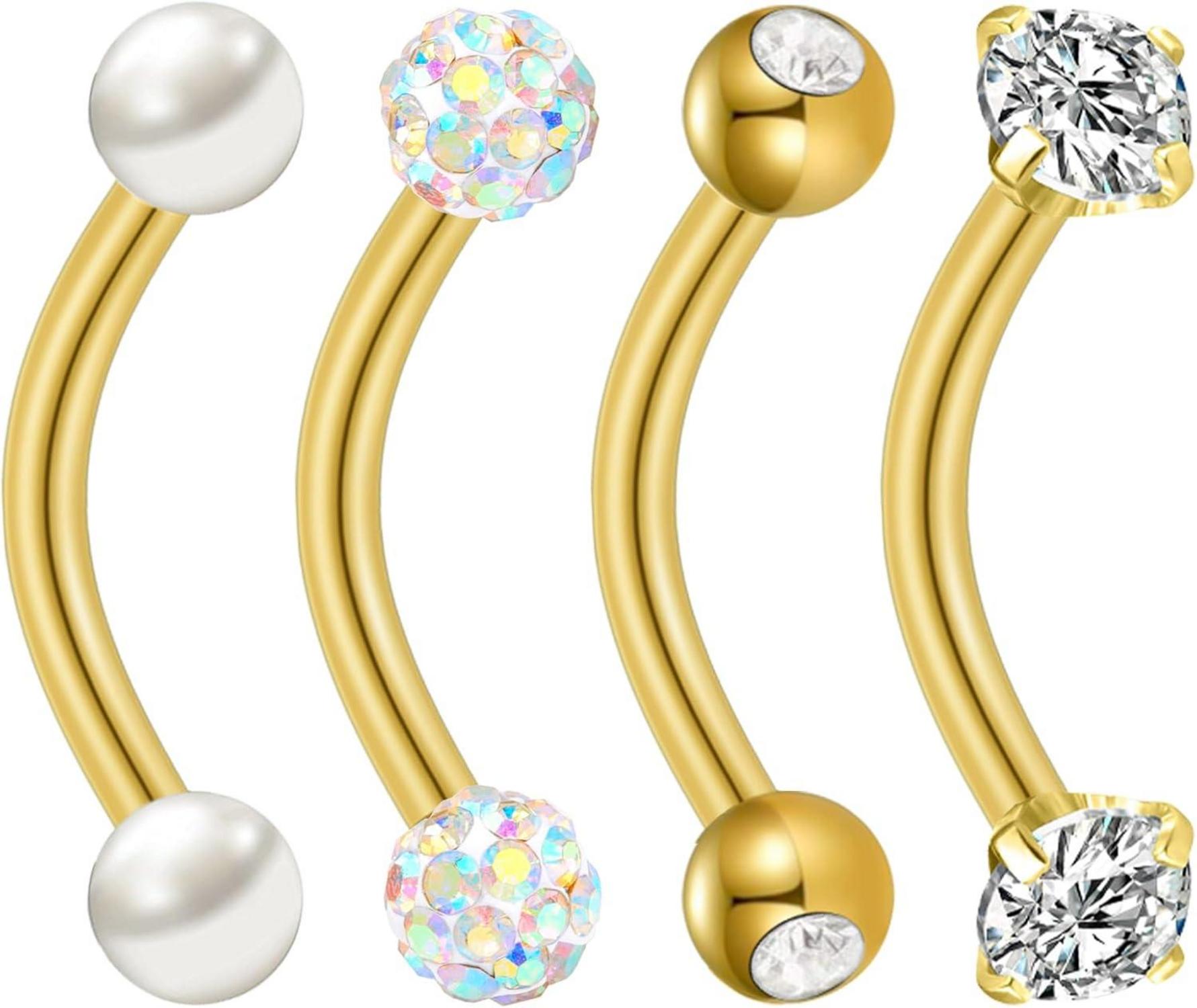 Bauchnabelpiercing Chirurgenstahl Edelstahl 10mm Gold Silver 4 Stück