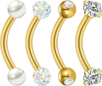 Bauchnabelpiercing Chirurgenstahl Edelstahl 10mm Gold Silver 4 Stück