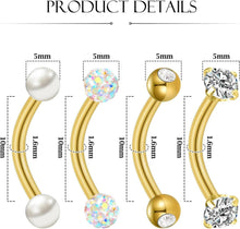 Bauchnabelpiercing 4 Stück Gold Silver Edelstahl 10mm 8mm