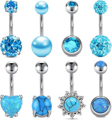 Bauchnabelpiercing Set mit funkelnden CZ Steinen