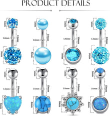 Bauchnabelpiercing Set 8 Stück Edelstahl CZ Stein Herzform
