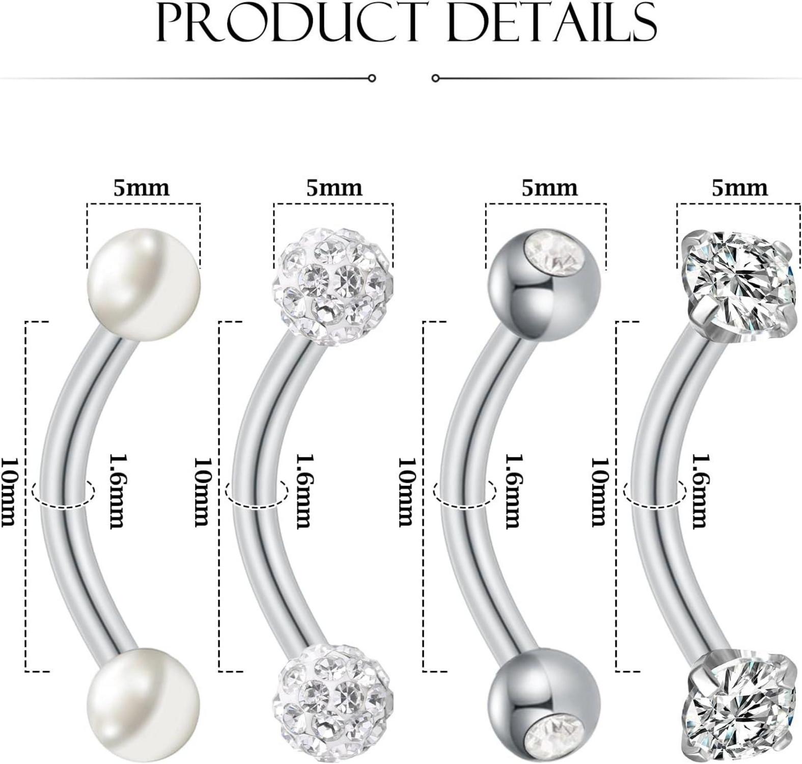 NIUSIMAN Bauchnabelpiercing 10mm Gold Silver 4 Stück