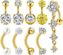 Bauchnabelpiercing 6mm 8mm Gold Silber CZ Edelstahl 14G