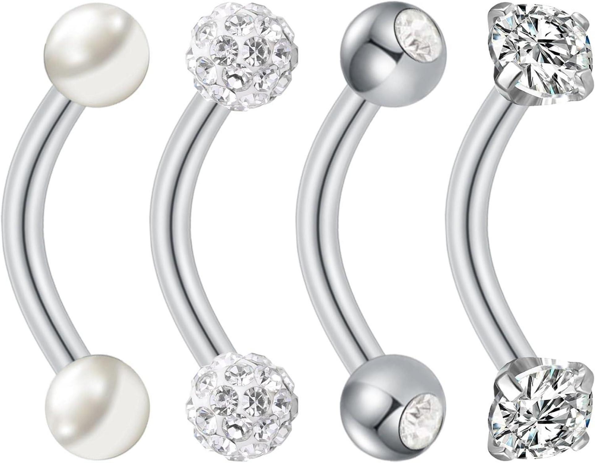 Bauchnabelpiercing Gold Silber Chirurgenstahl 4 Stück Perle CZ