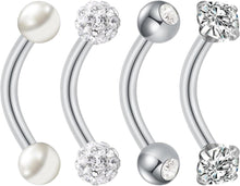 Bauchnabelpiercing Gold Silber Chirurgenstahl 4 Stück Perle CZ