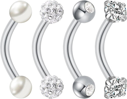 Bauchnabelpiercing Gold Silber Chirurgenstahl 4 Stück Perle CZ