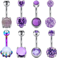 Bauchnabelpiercing Set mit CZ Steinen und herzförmigem Design