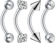 Bauchnabelpiercing 4 Stück Gold Silber Chirurgenstahl 14G 8mm