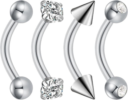 Bauchnabelpiercing 4 Stück Gold Silber Chirurgenstahl 14G 8mm
