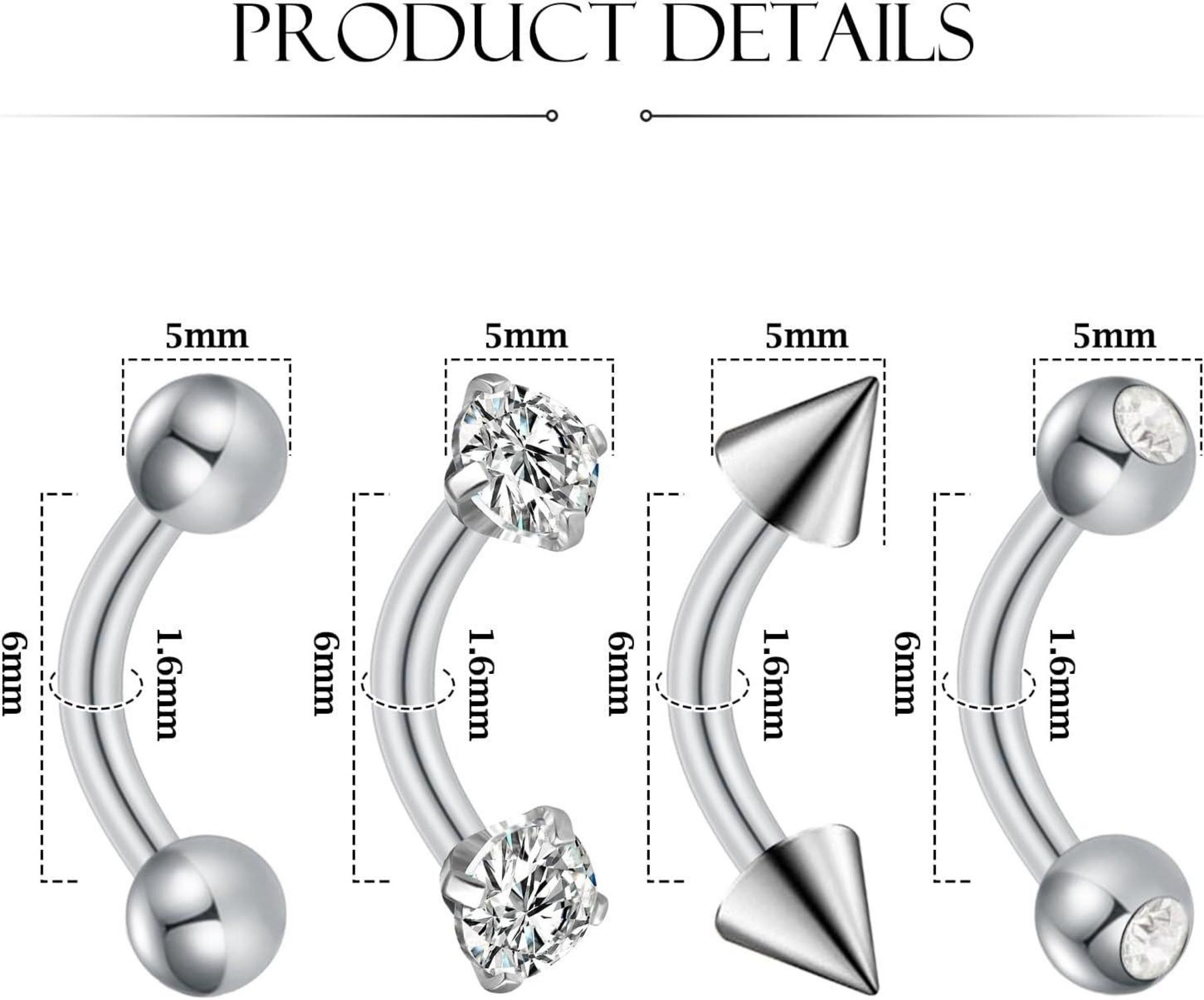 Bauchnabelpiercing Gold Silber 6mm 8mm 10mm CZ Perle 14G 4