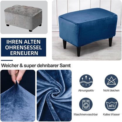 3-teiliger Ohrensessel Überzug Samt Marineblau