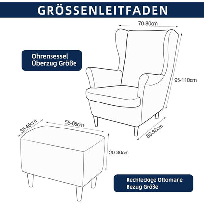 3-teiliger Ohrensessel Überzug Samt Marineblau