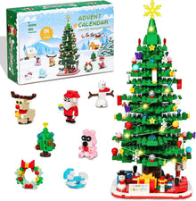 Klemmbausteine Weihnachtsbaum Adventskalender LED-Licht 1025 Stück