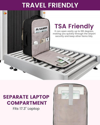 Reiserucksack Damen 40L Handgepäck Rucksack wasserdicht 17 Zoll