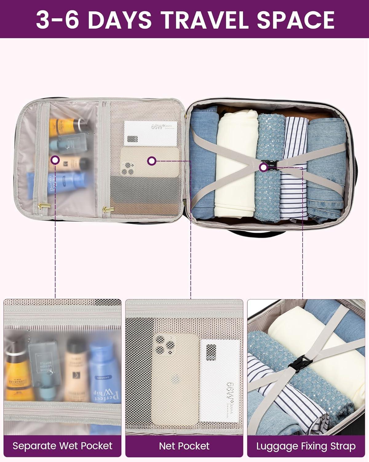 Reiserucksack Damen 40L Groß mit 3 Packing Cubes, Wasserdicht 17 Zoll Laptop Rucksack Travel Backpack Weekender für Reise Arbeit Wandern