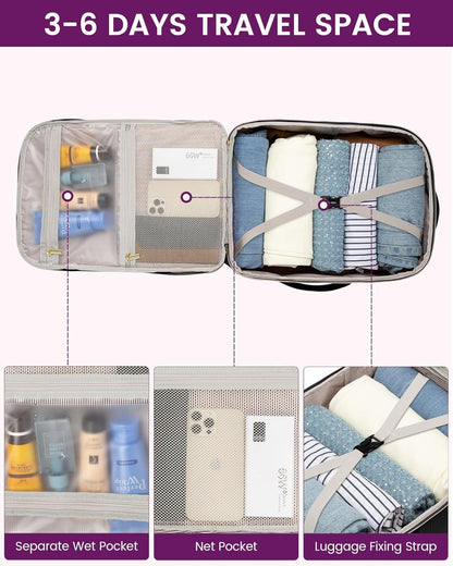 Reiserucksack Damen 40L Groß mit 3 Packing Cubes, Wasserdicht 17 Zoll Laptop Rucksack Travel Backpack Weekender für Reise Arbeit Wandern