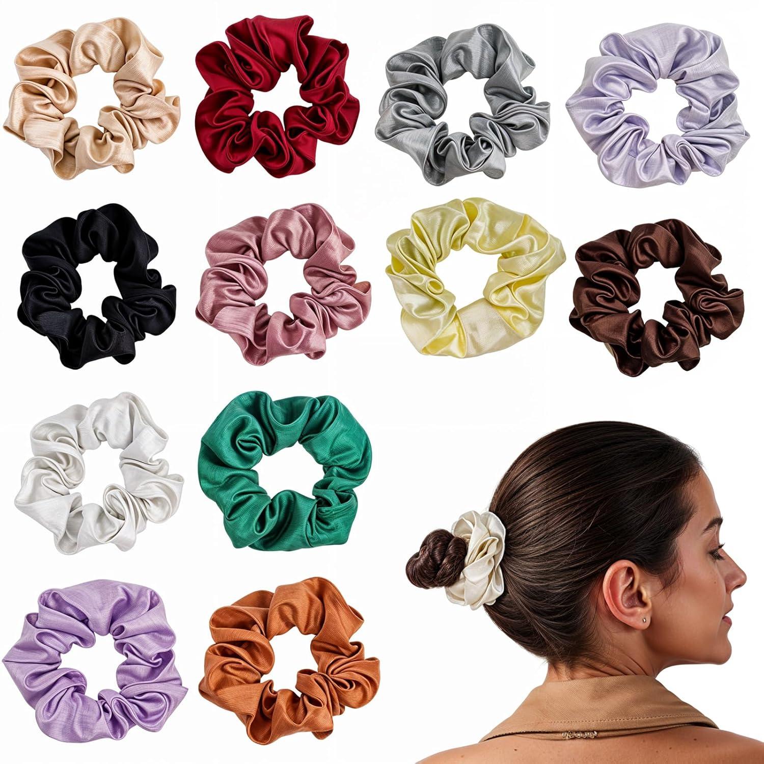 12er Set Satin Scrunchies Seide Haargummis Samt Mädchen Frauen Hair