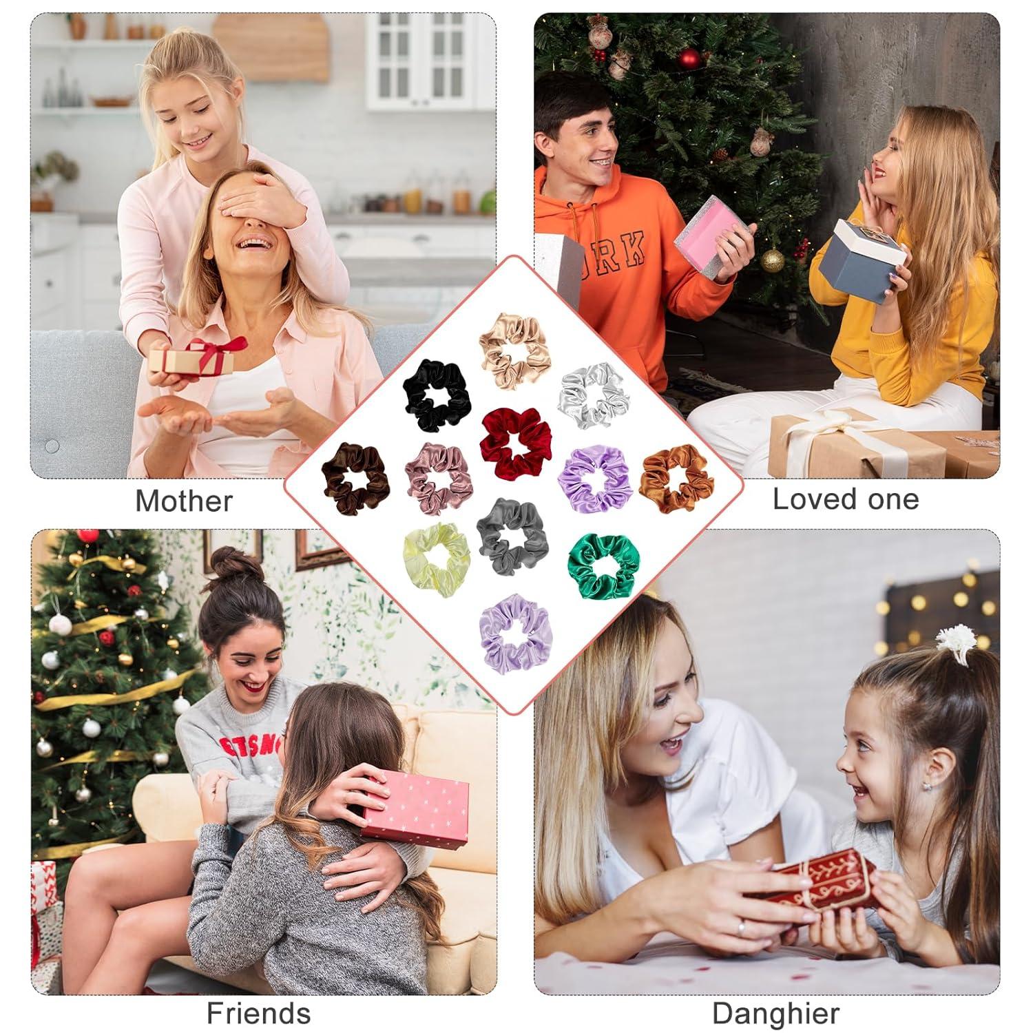 12er Set Satin Scrunchies Seide Haargummis Samt Mädchen Frauen Hair