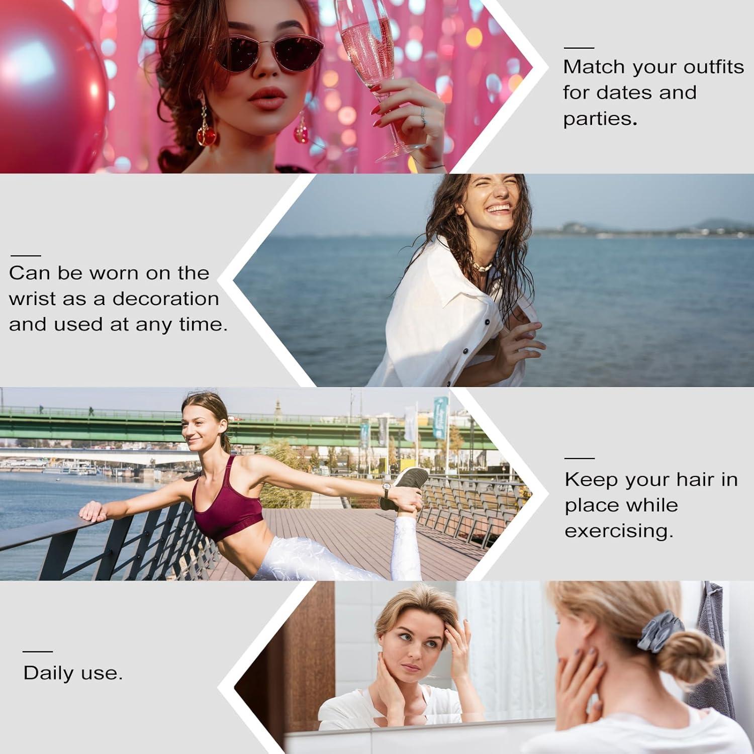 12 Stück Seide Satin Scrunchies Haargummi Set für Frauen Mädchen - 12 Farben
