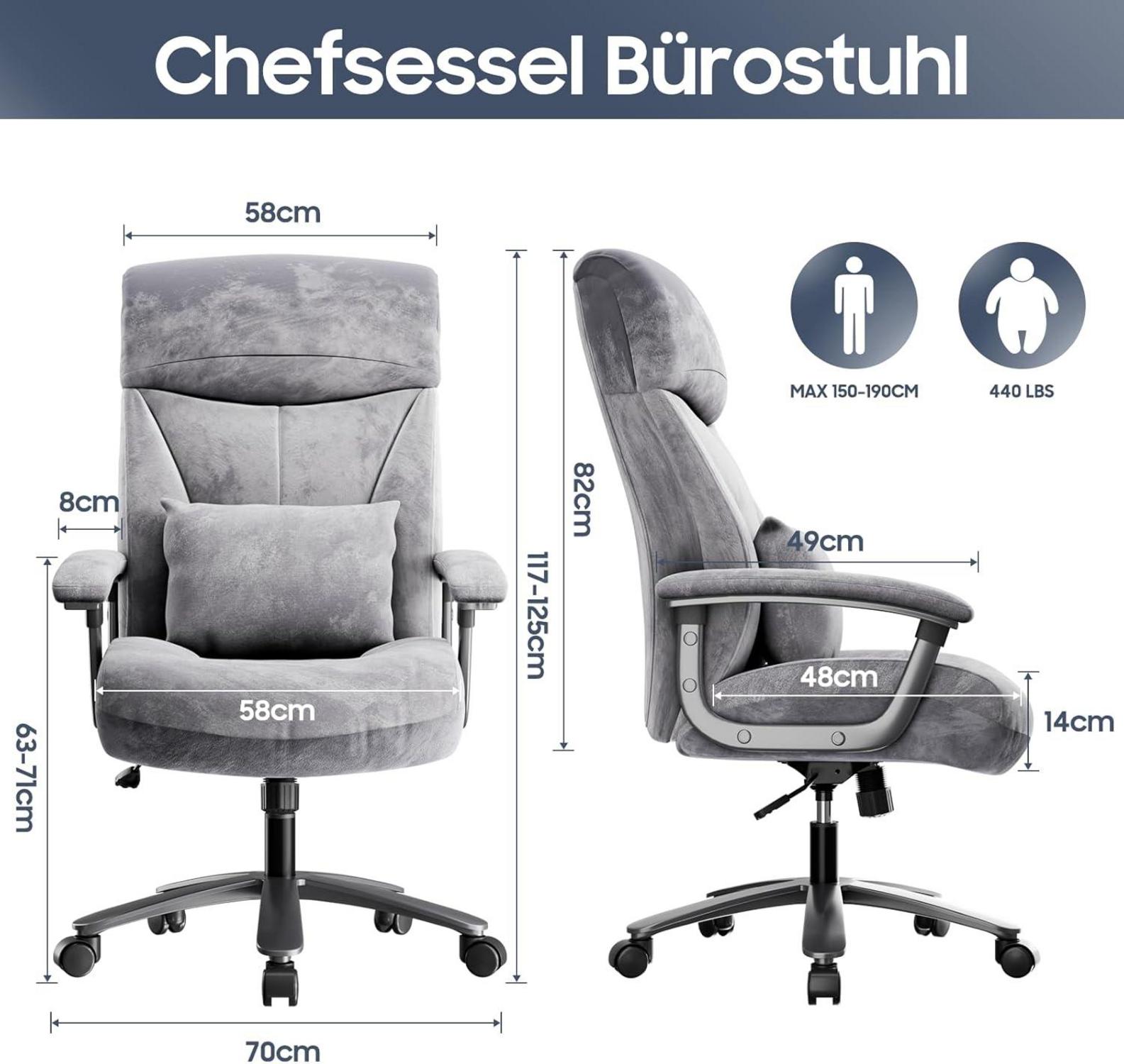 Ergonomischer Bürostuhl 200KG, Hoher