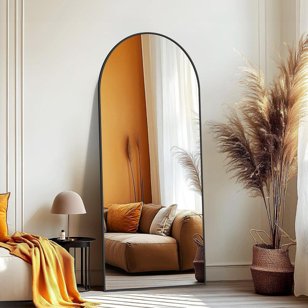Ganzkörperspiegel Standspiegel Schwarz Aluminium Rahmen 179x65cm